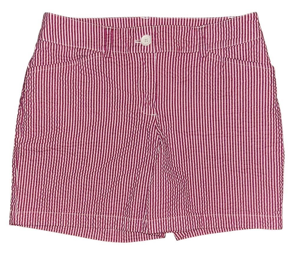 Jones New York Sport Mid-Rise Textured Stretch Pink & White Shorts Women's 4